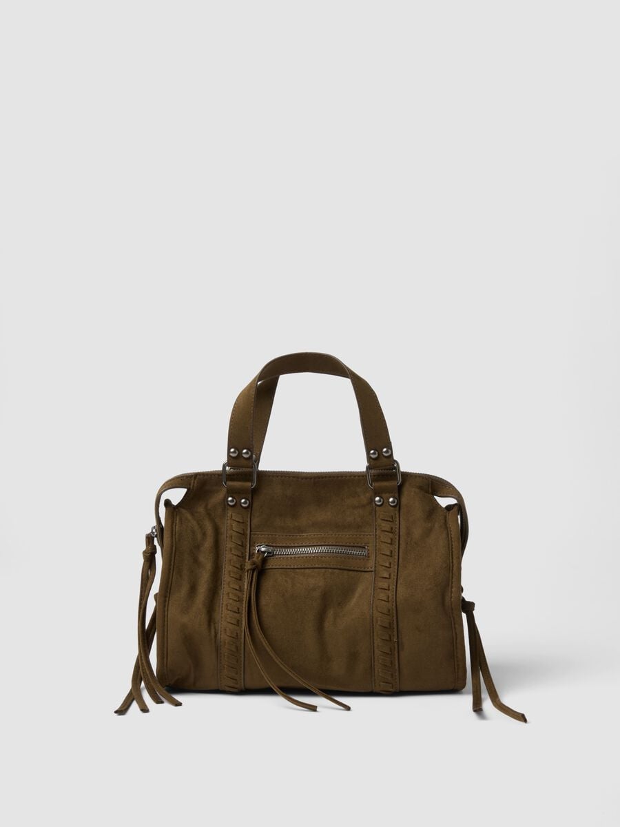 Green stretch-fabric bag with double handles_0