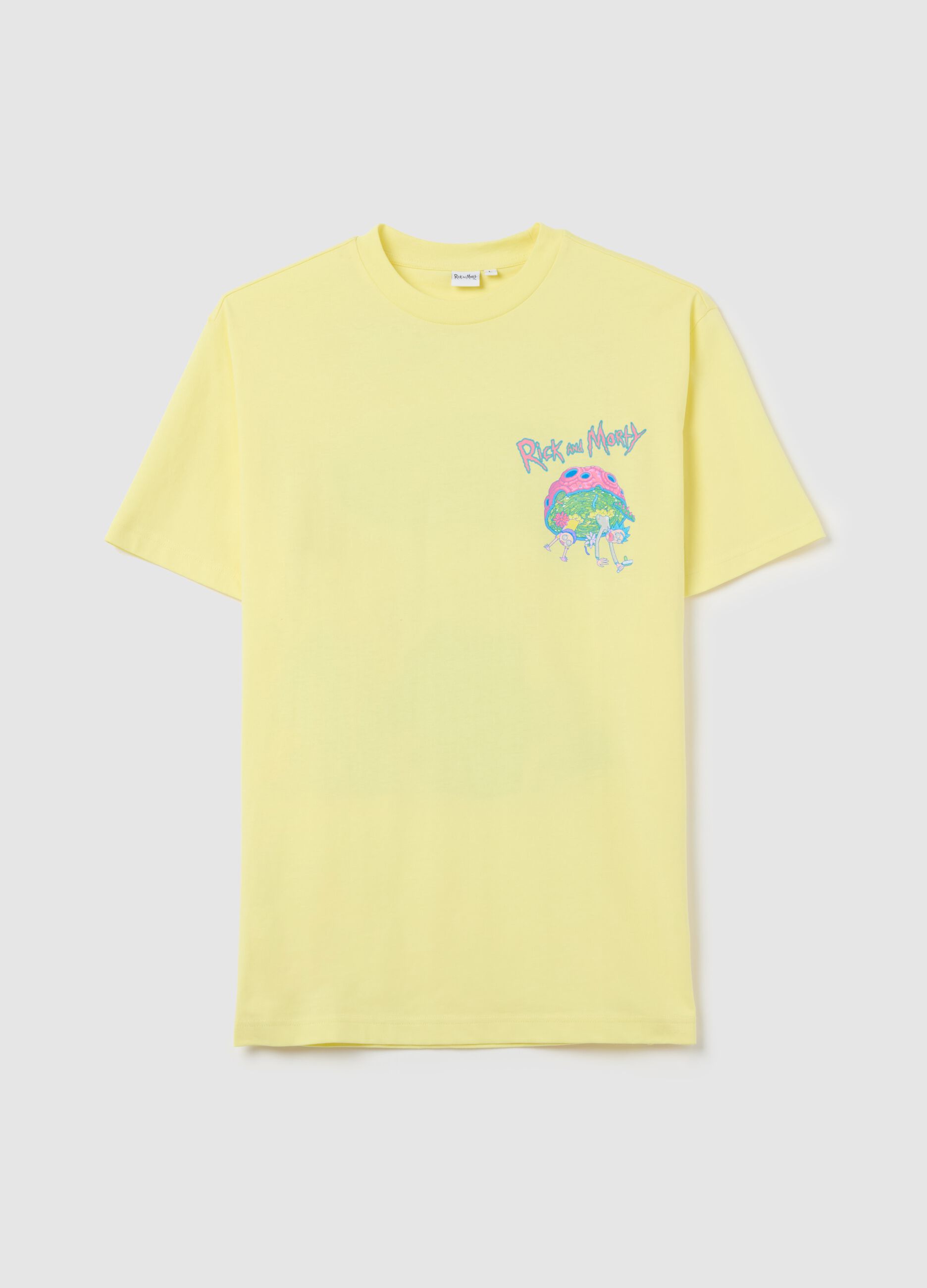Yellow T-shirt with Rick and Morty print