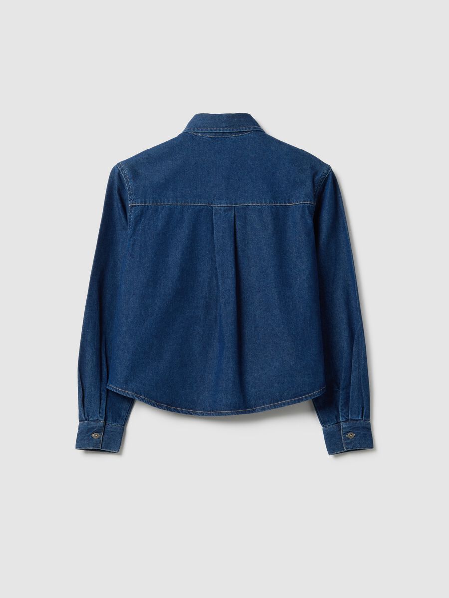 Camicia in puro cotone blu da ragazza regular fit_4
