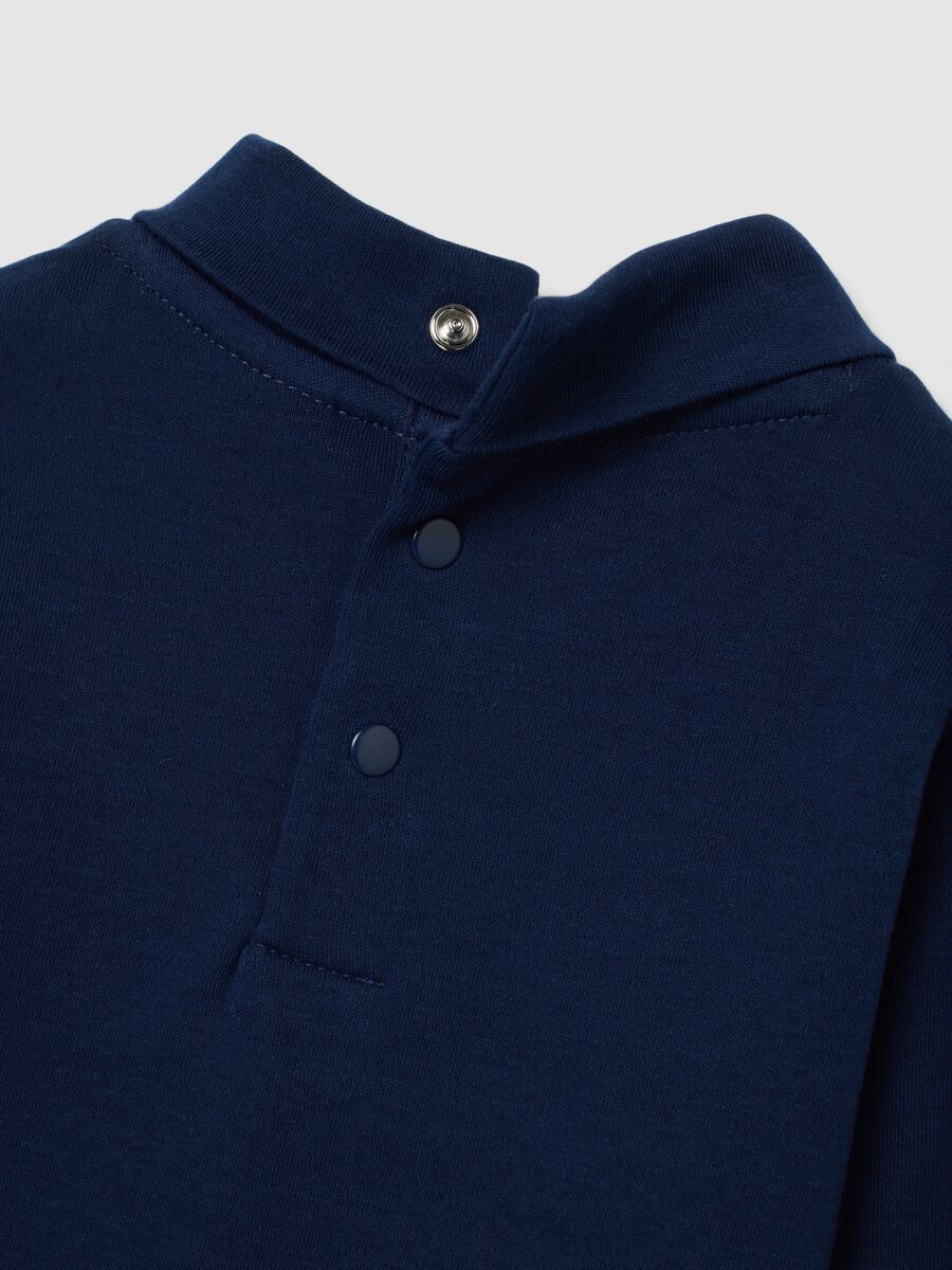 Blue mock neck baby sweater in pure cotton regular fit with print_3