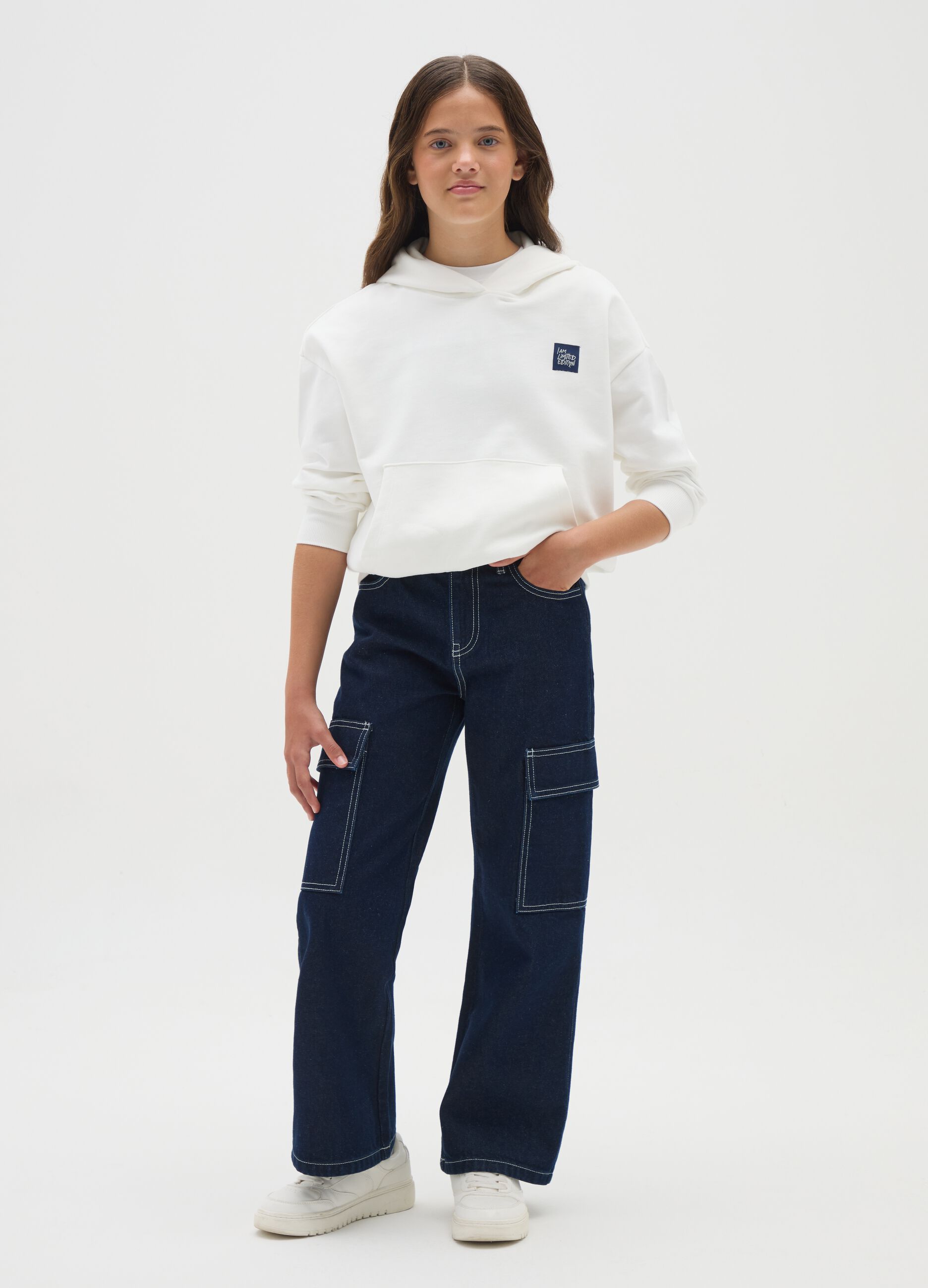 Girls' pure cotton blue regular fit jeans