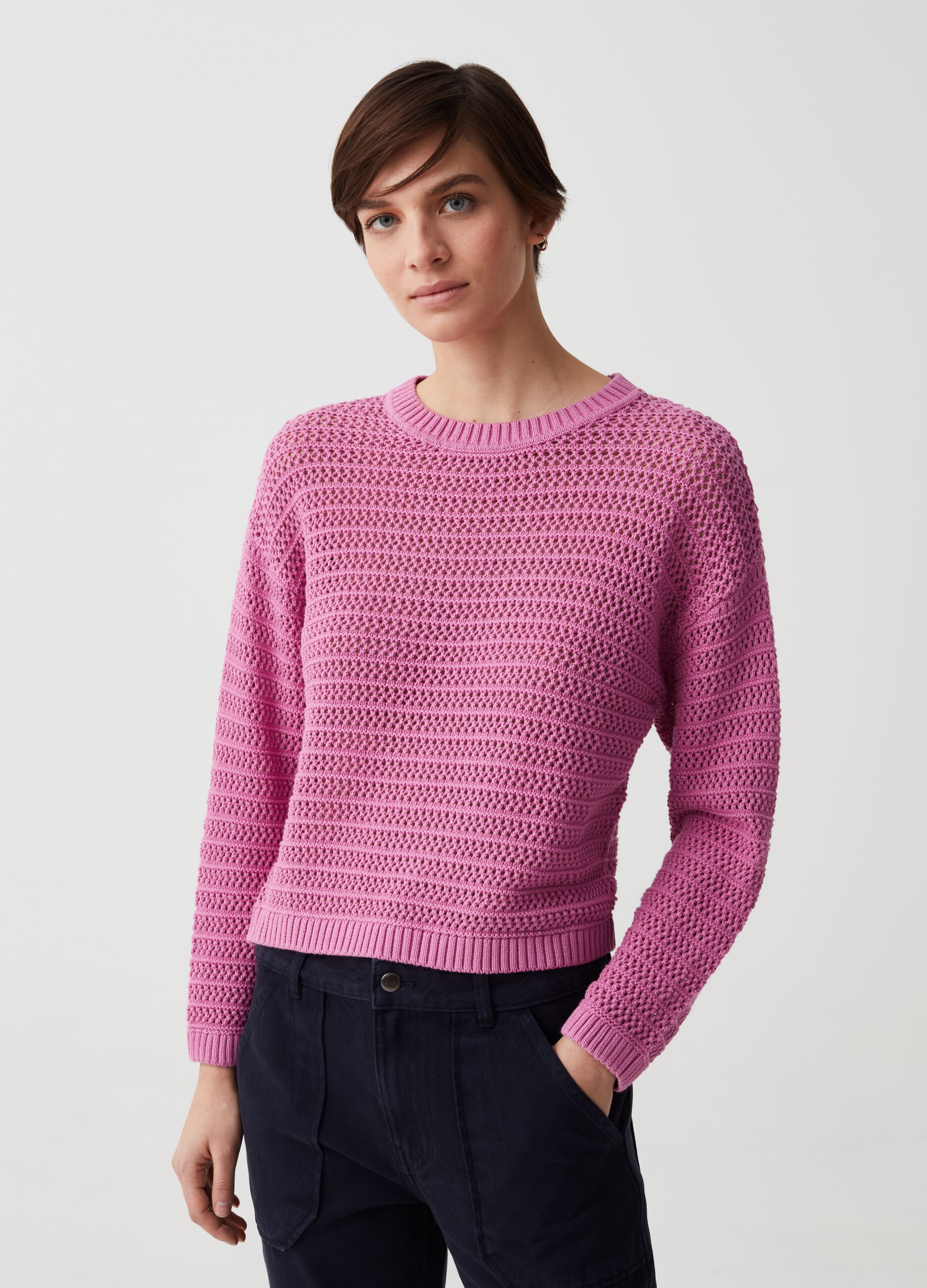 Cotton crochet pullover