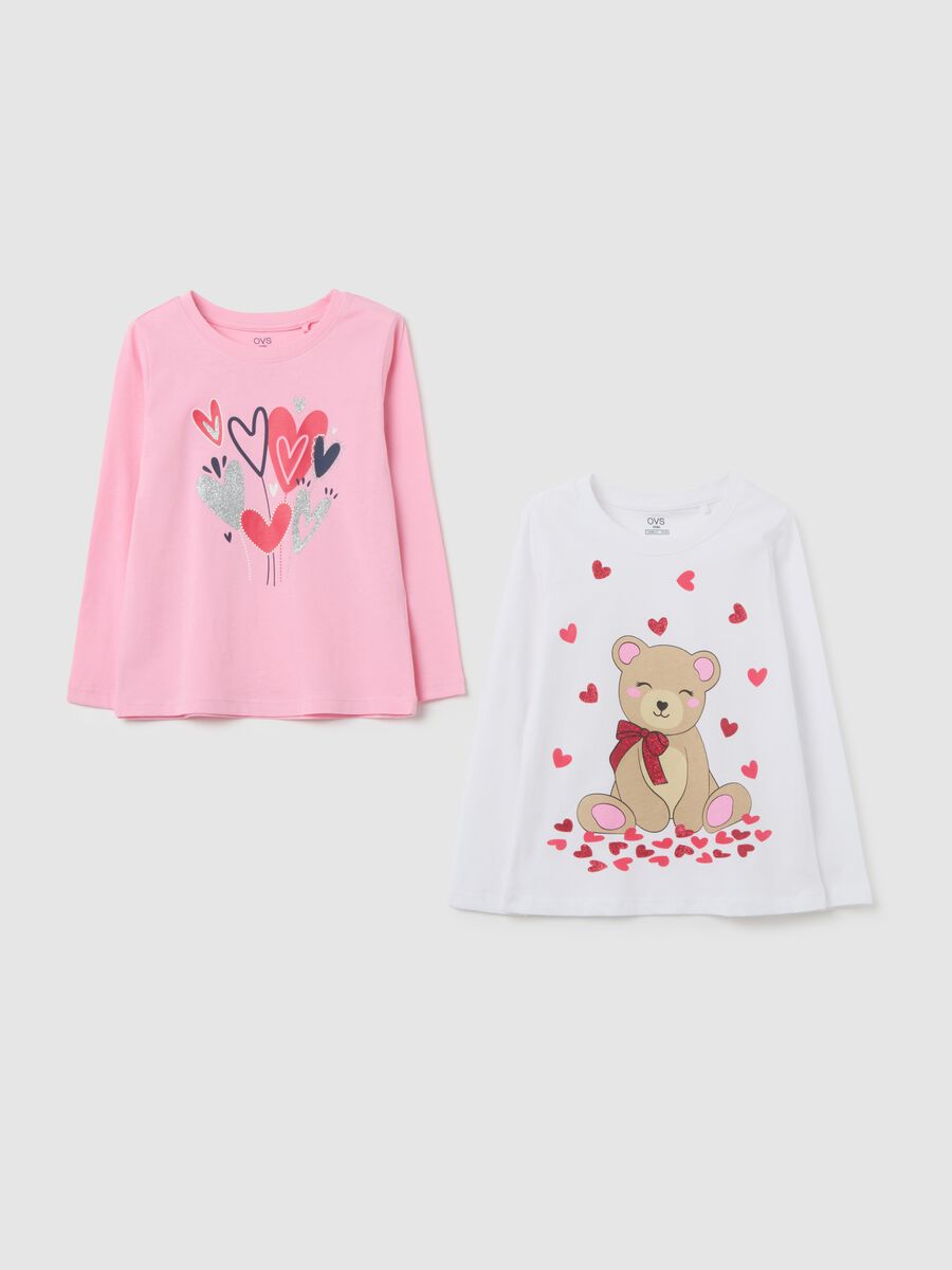 Bipack t-shirt da bambina in puro cotone multicolor regular fit_0