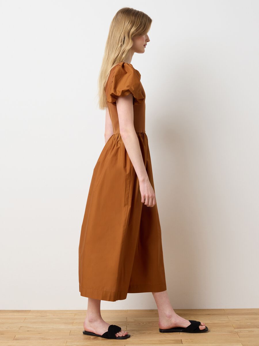 Long brown cotton regular fit women's dress_2