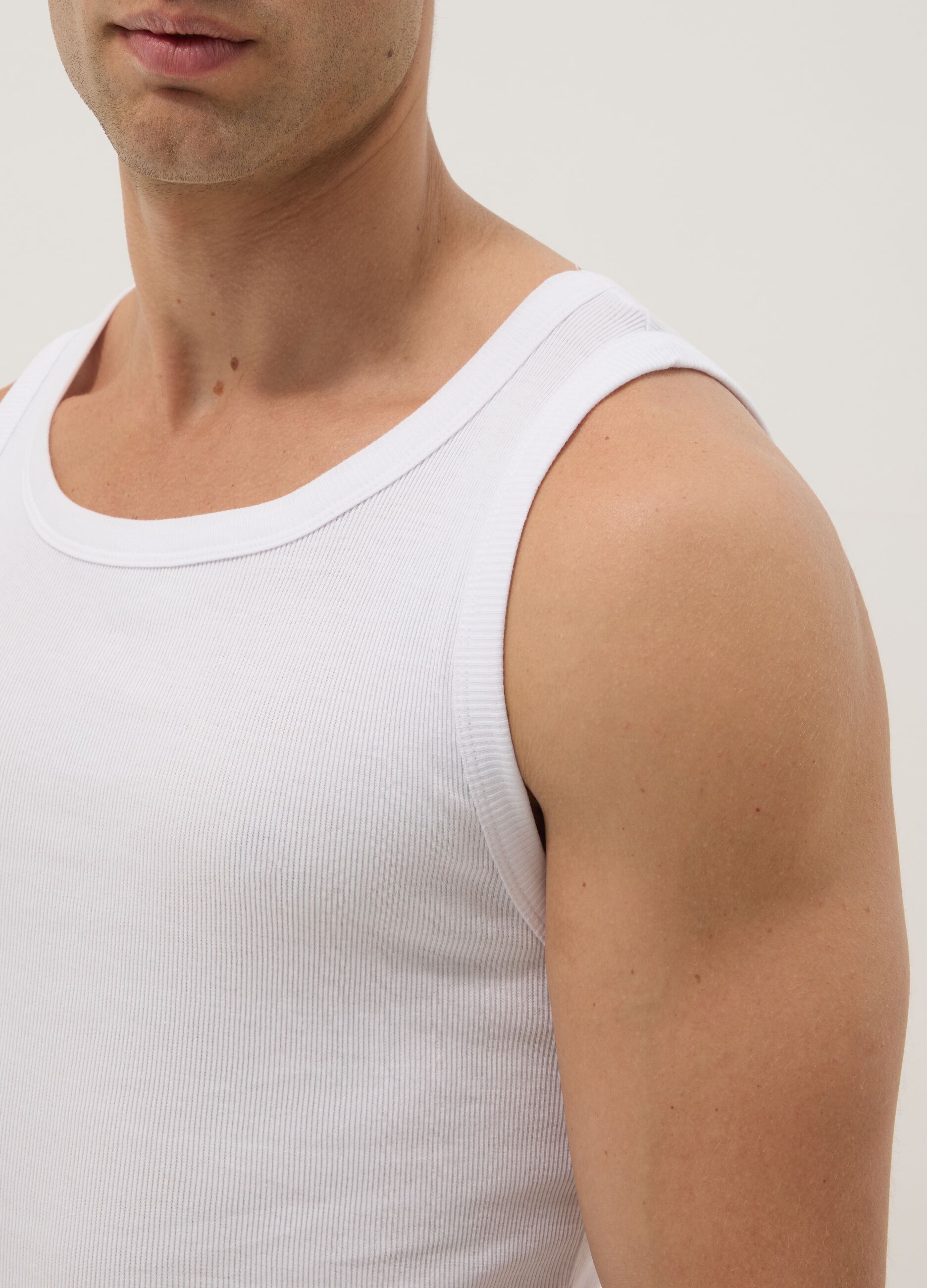 White pure cotton tank top regular fit