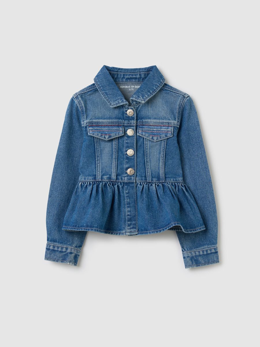 Denim jacket with flounce_0