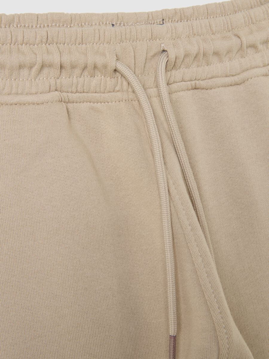 Children's trousers in pure beige cotton regular fit with print_3