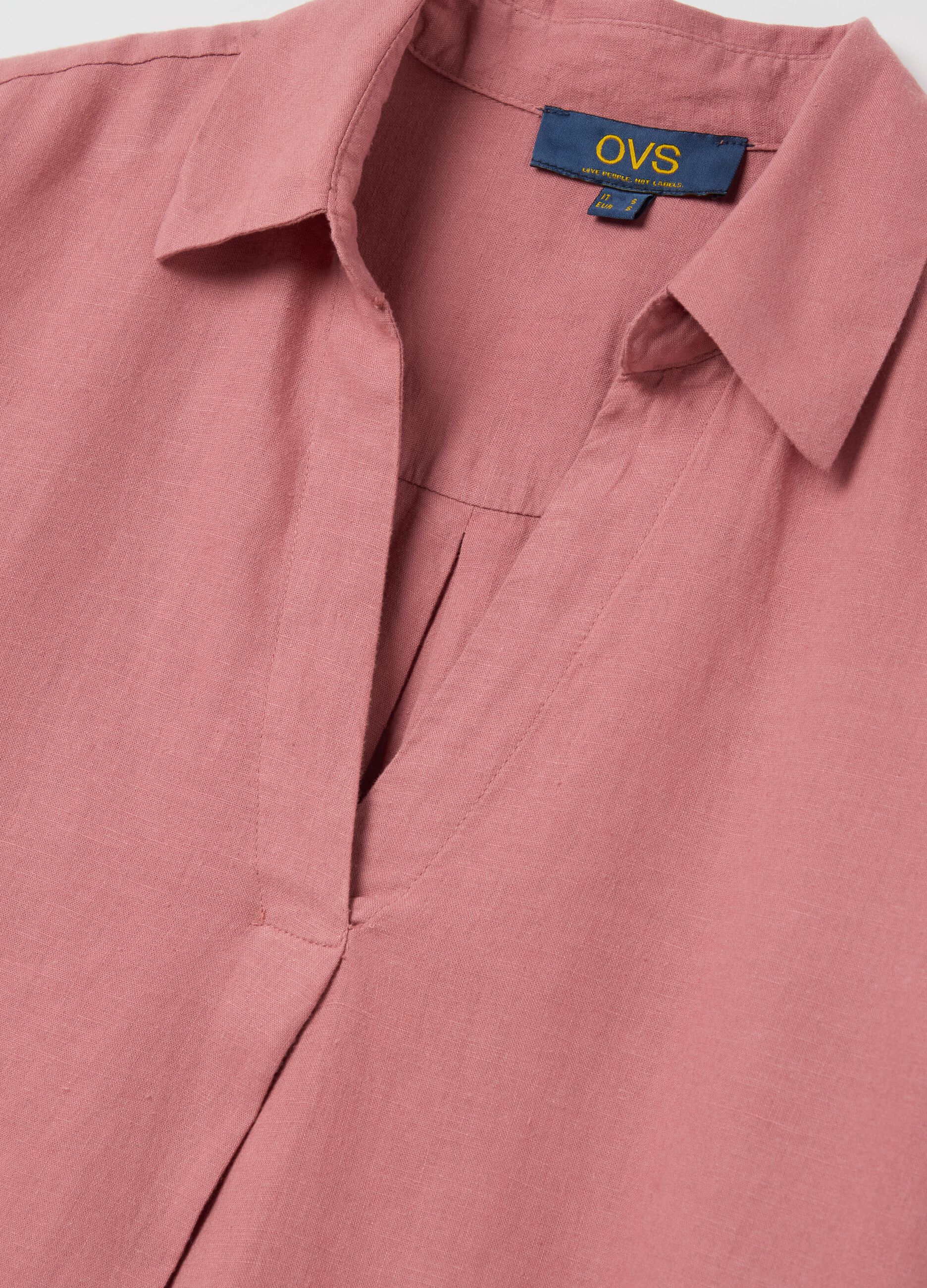 Pink shirt in linen and viscose