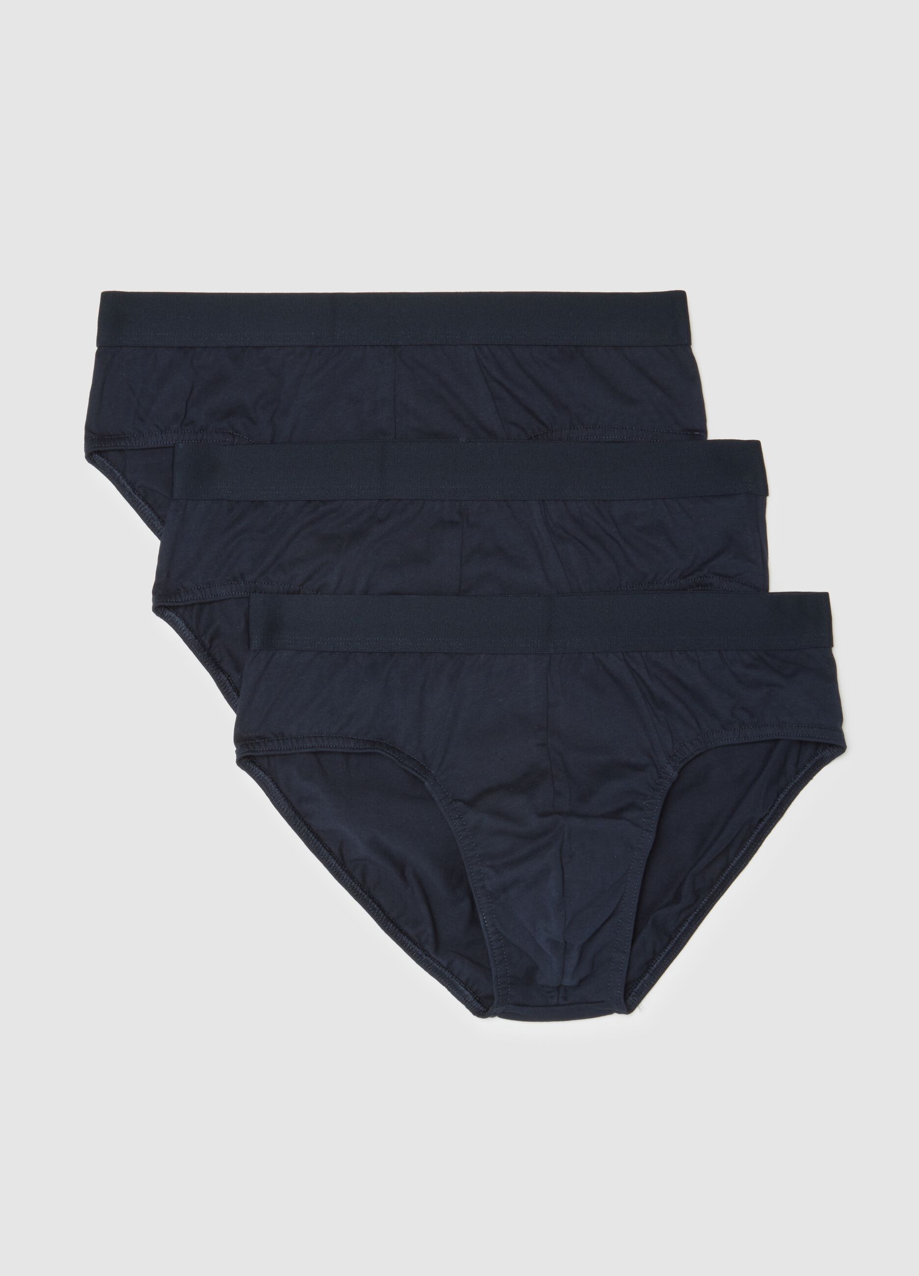 Set of blue pure cotton regular fit briefs tripack