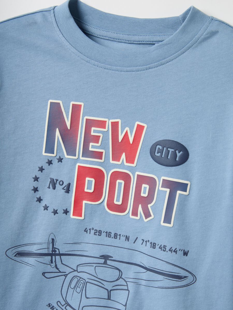 Blue cotton over fit children's T-shirt with print_2