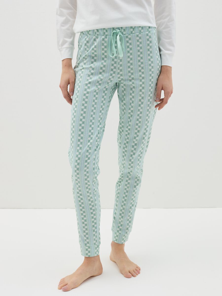 Pyjama trousers with small flowers motif_1