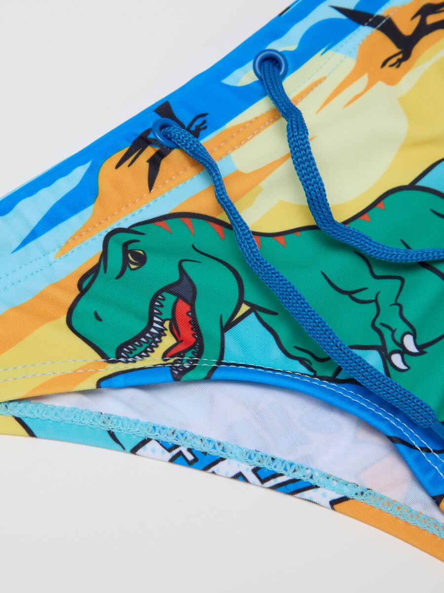 Boys’ swim briefs in multicoloured stretch fabric with print_2