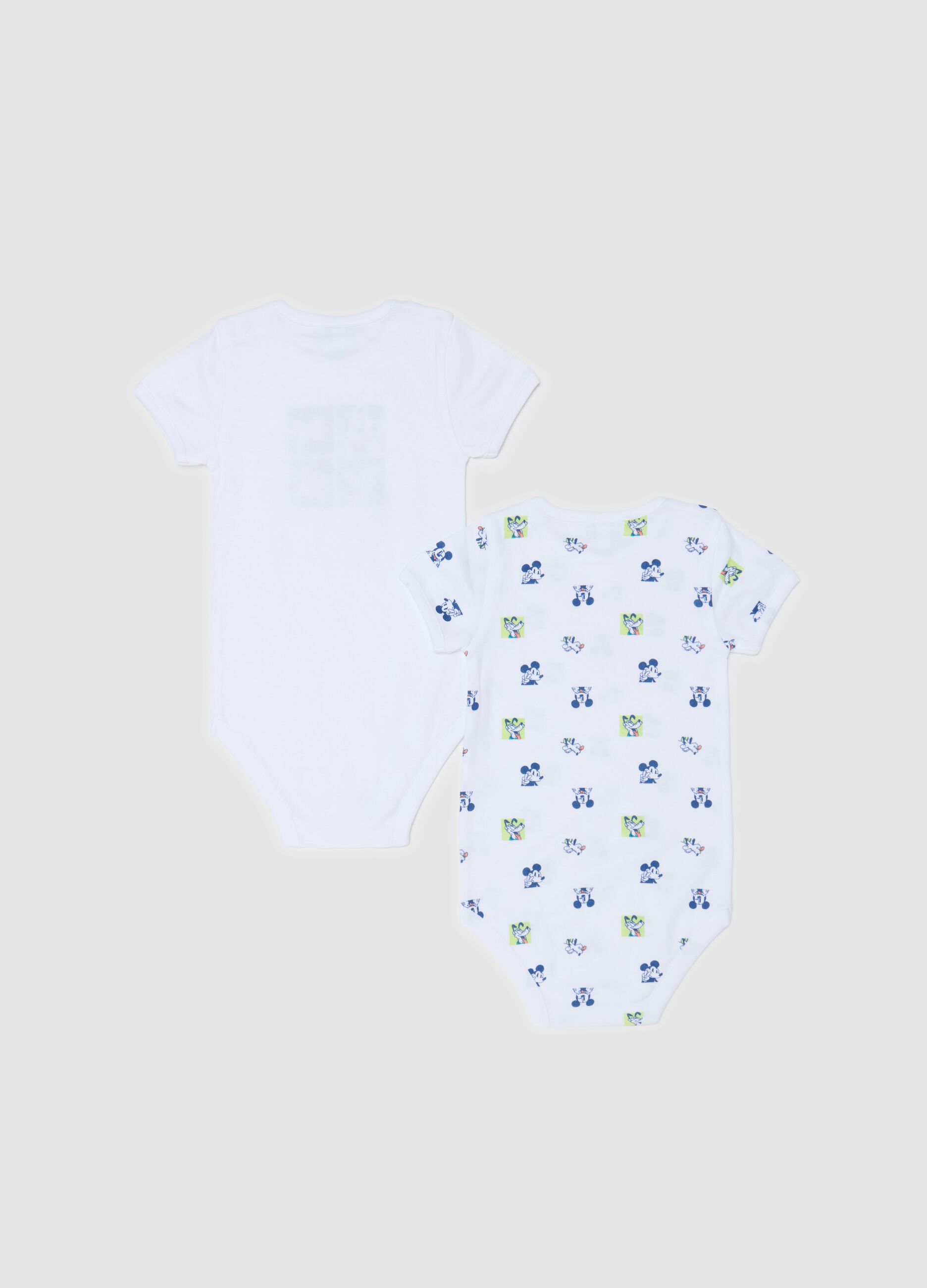 Bipack body in cotone con stampa Topolino e Pluto 