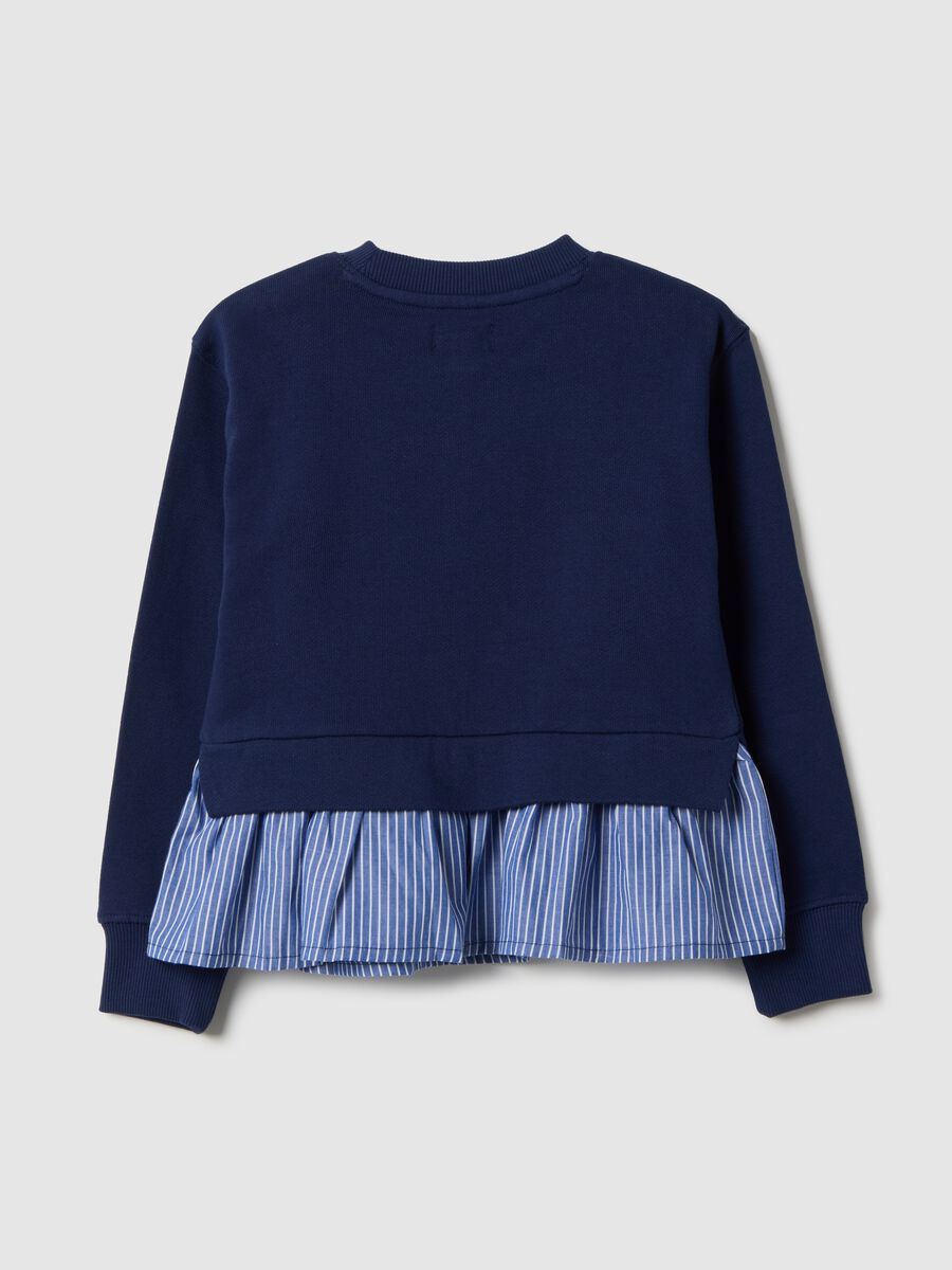 Regular fit blue pure cotton sweatshirt for girls with ruffle_1