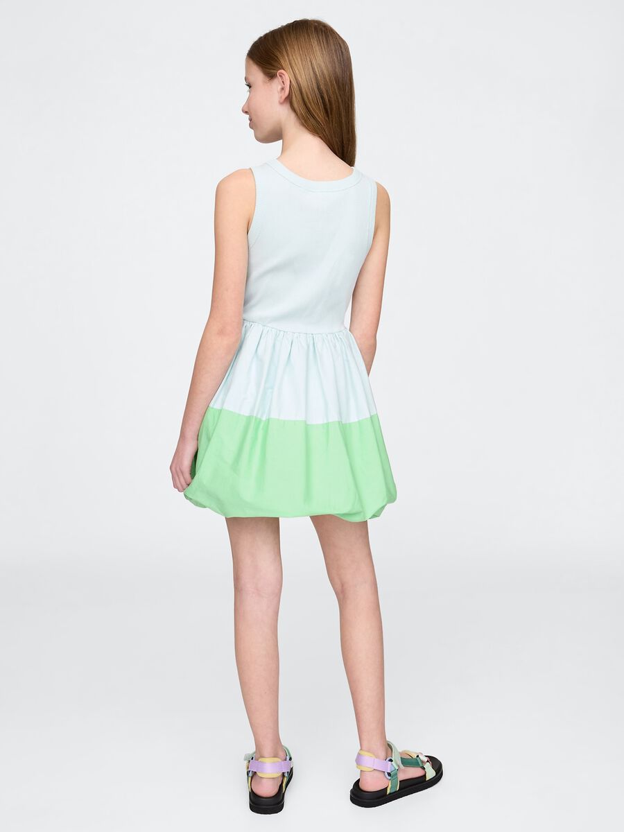 Green and blue sleeveless cotton dress_1