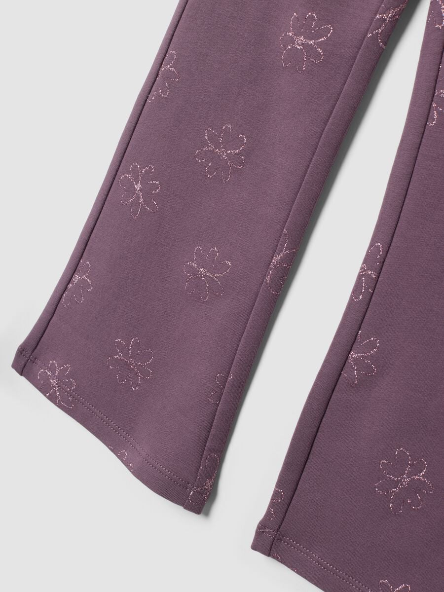 Purple skinny-fit floral leggings in stretch organic cotton_2