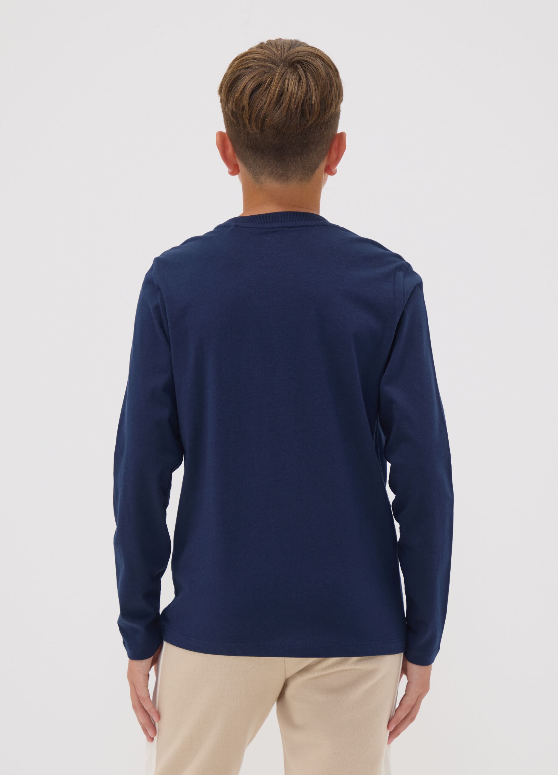 Blue organic cotton graphic print T-shirt for boys