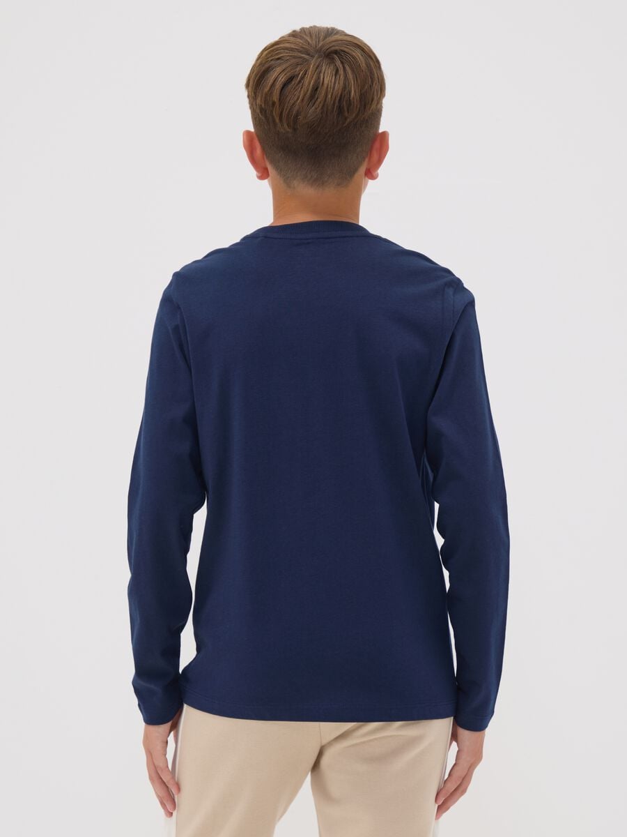 T-shirt blu in puro cotone organico con stampa grafica per ragazzo_2