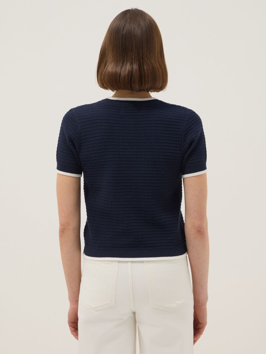 Cardigan blu in puro cotone regular fit con bottoni_2