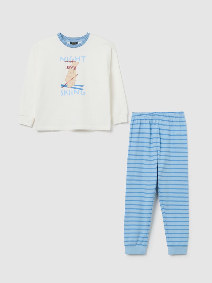 White and blue long-sleeved cotton pyjamas_0