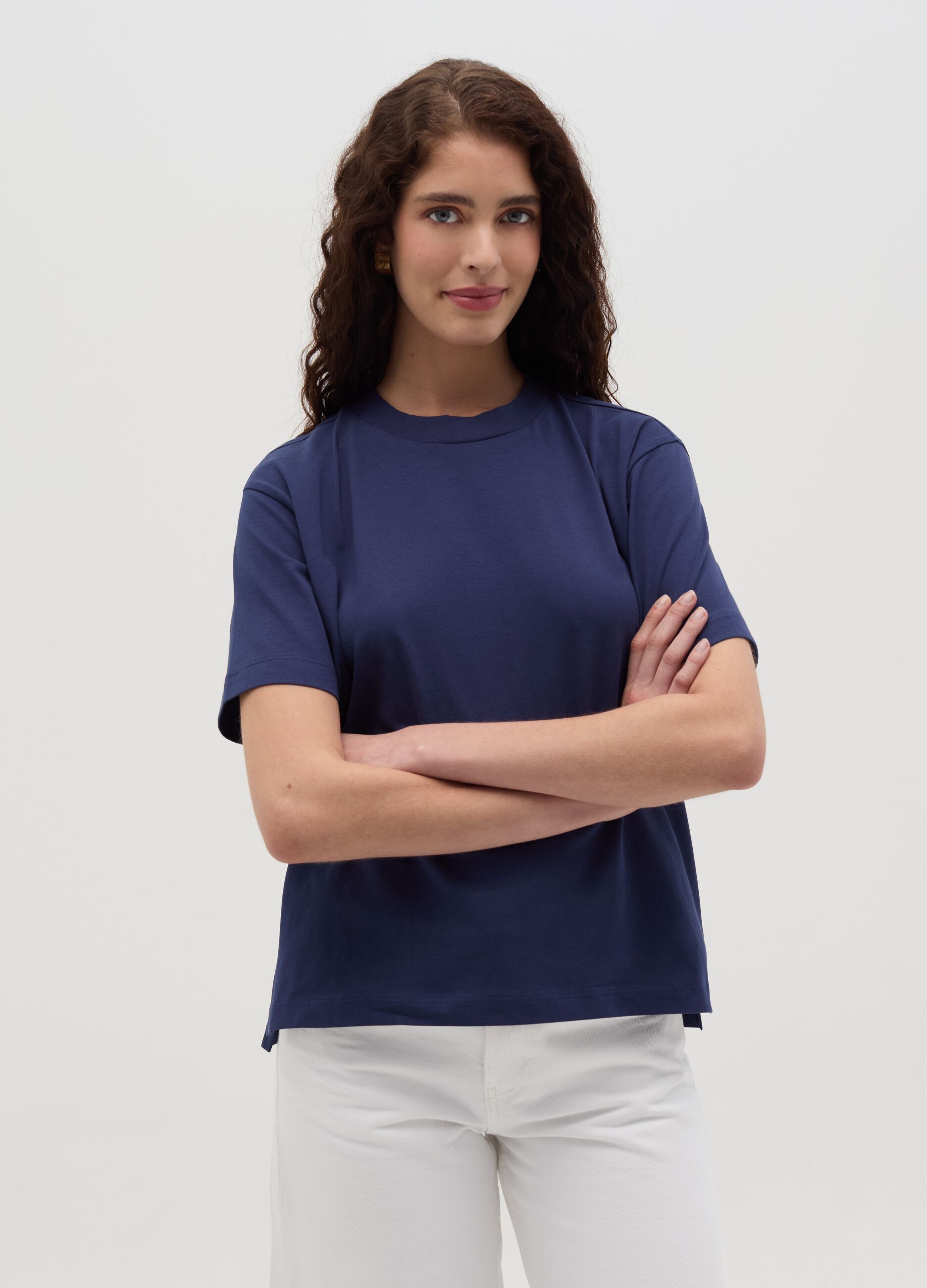 Solid colour cotton T-shirt