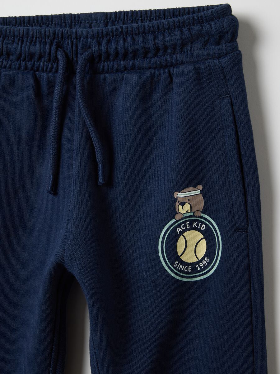 Children's Regular Fit Blue Cotton Jogger Trousers_2