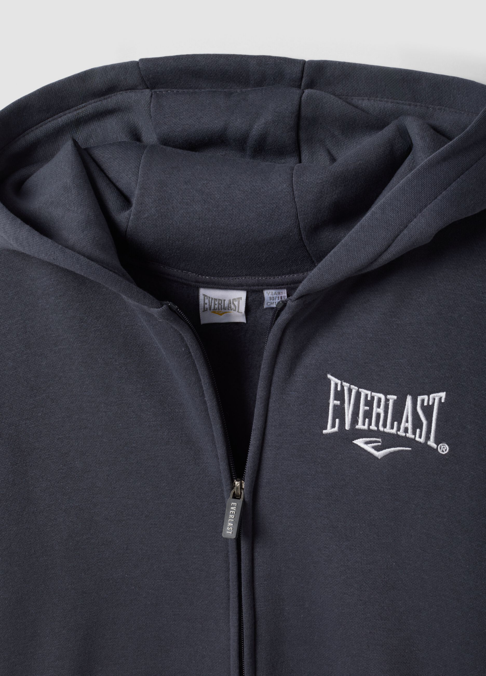 Grey full-zip cotton-blend hooded sweatshirt for boys