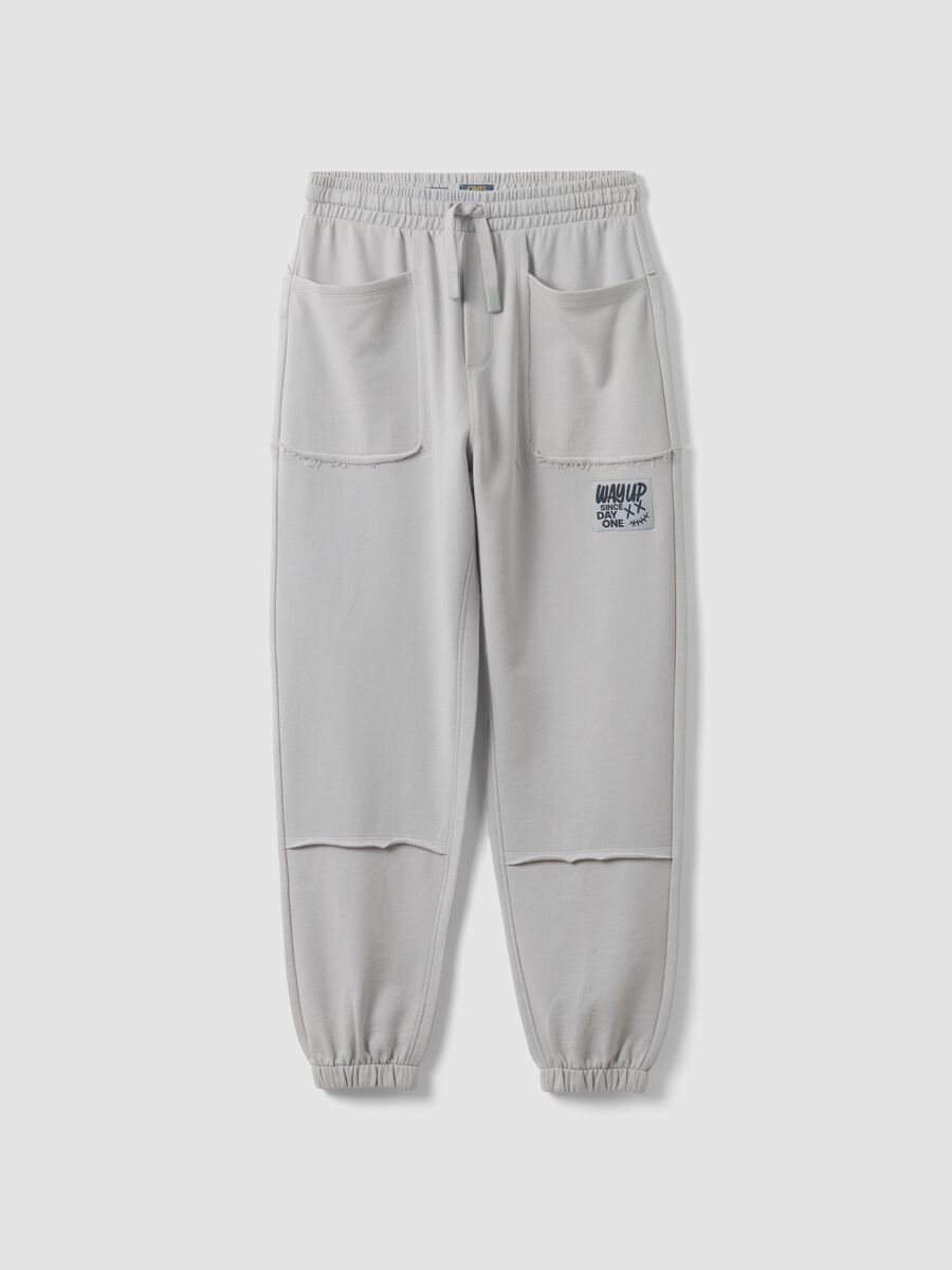 Pantaloni jogger grigi in puro cotone con grafica "Way Up" per ragazzo_3