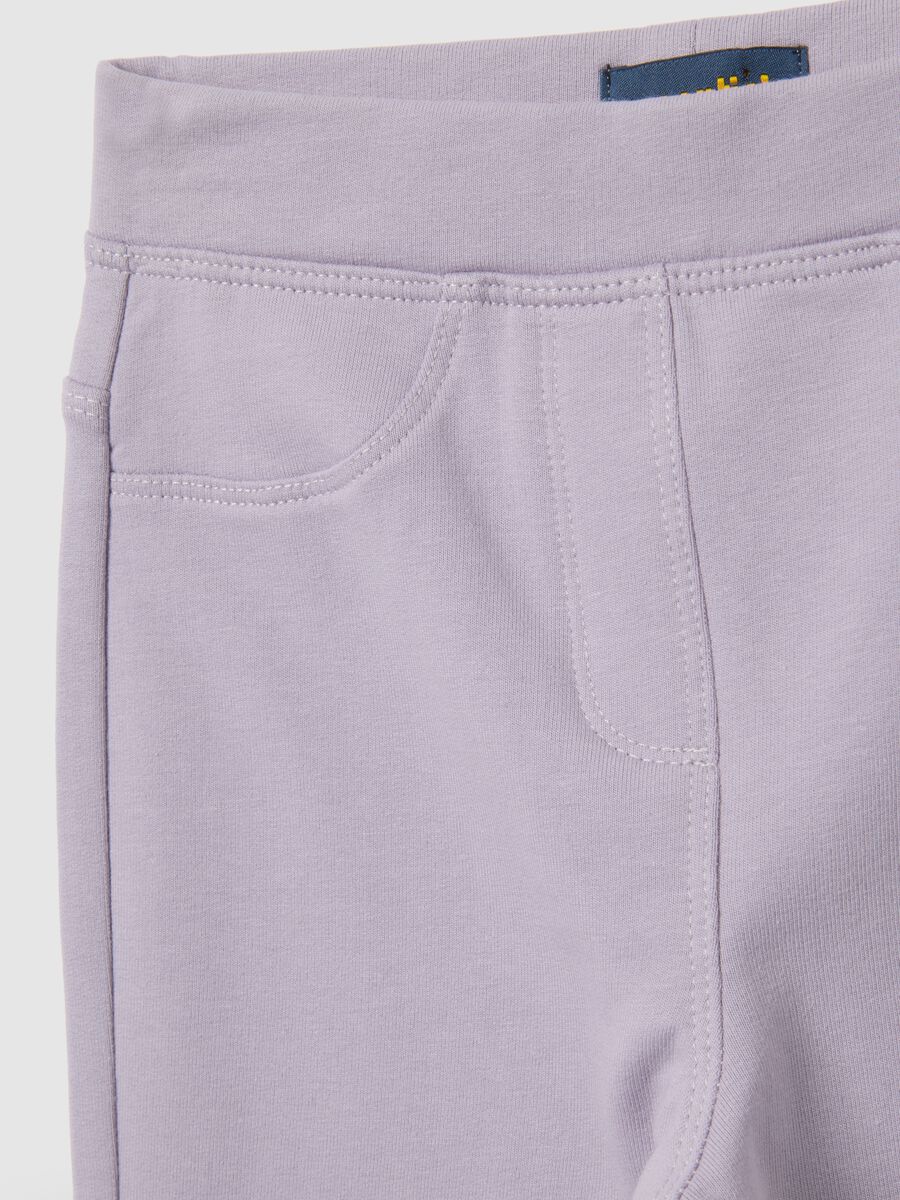Pantaloni da bambina in misto cotone elasticizzato viola slim fit_2