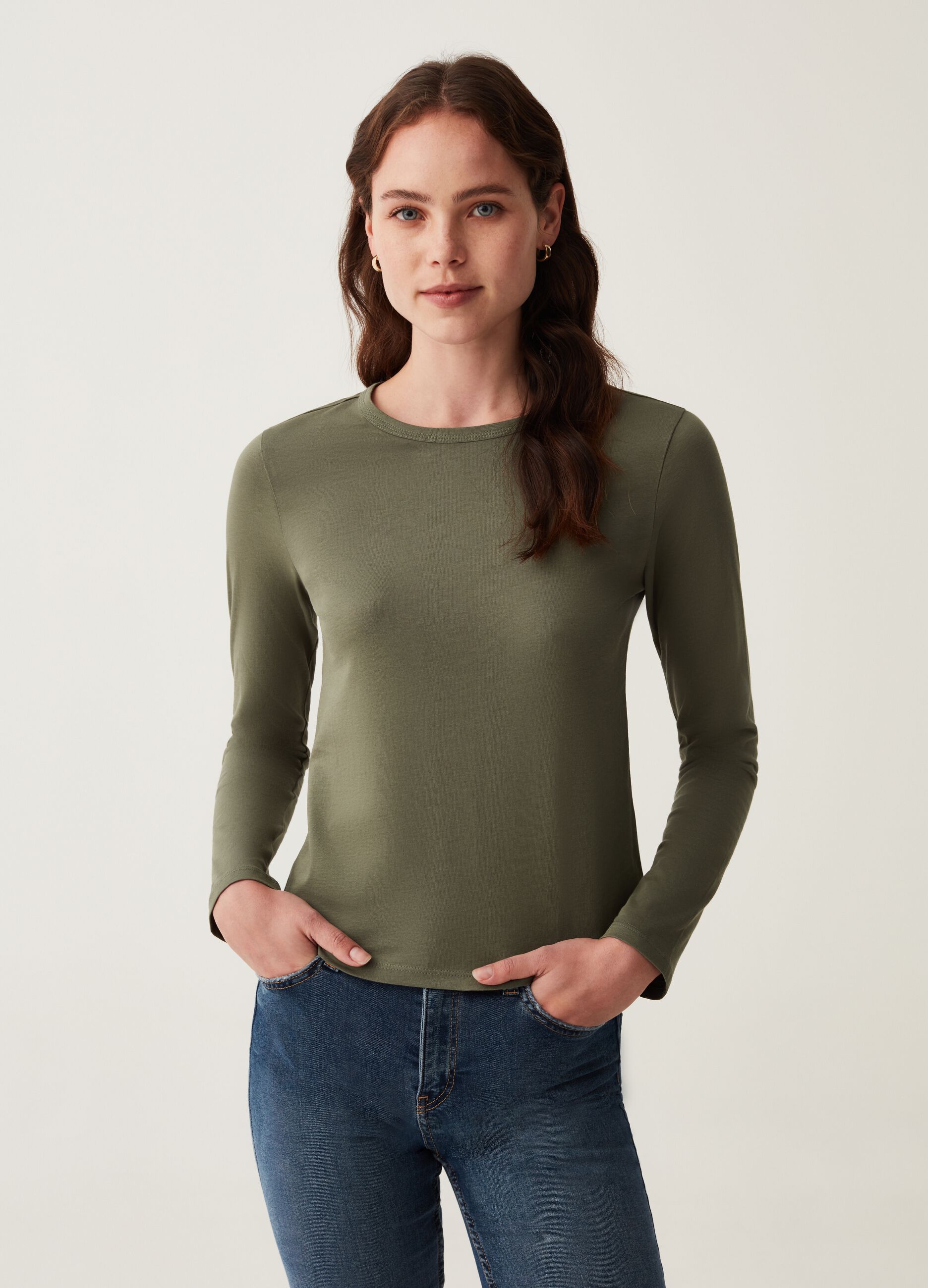 T-shirt a maniche lunghe in cotone_0