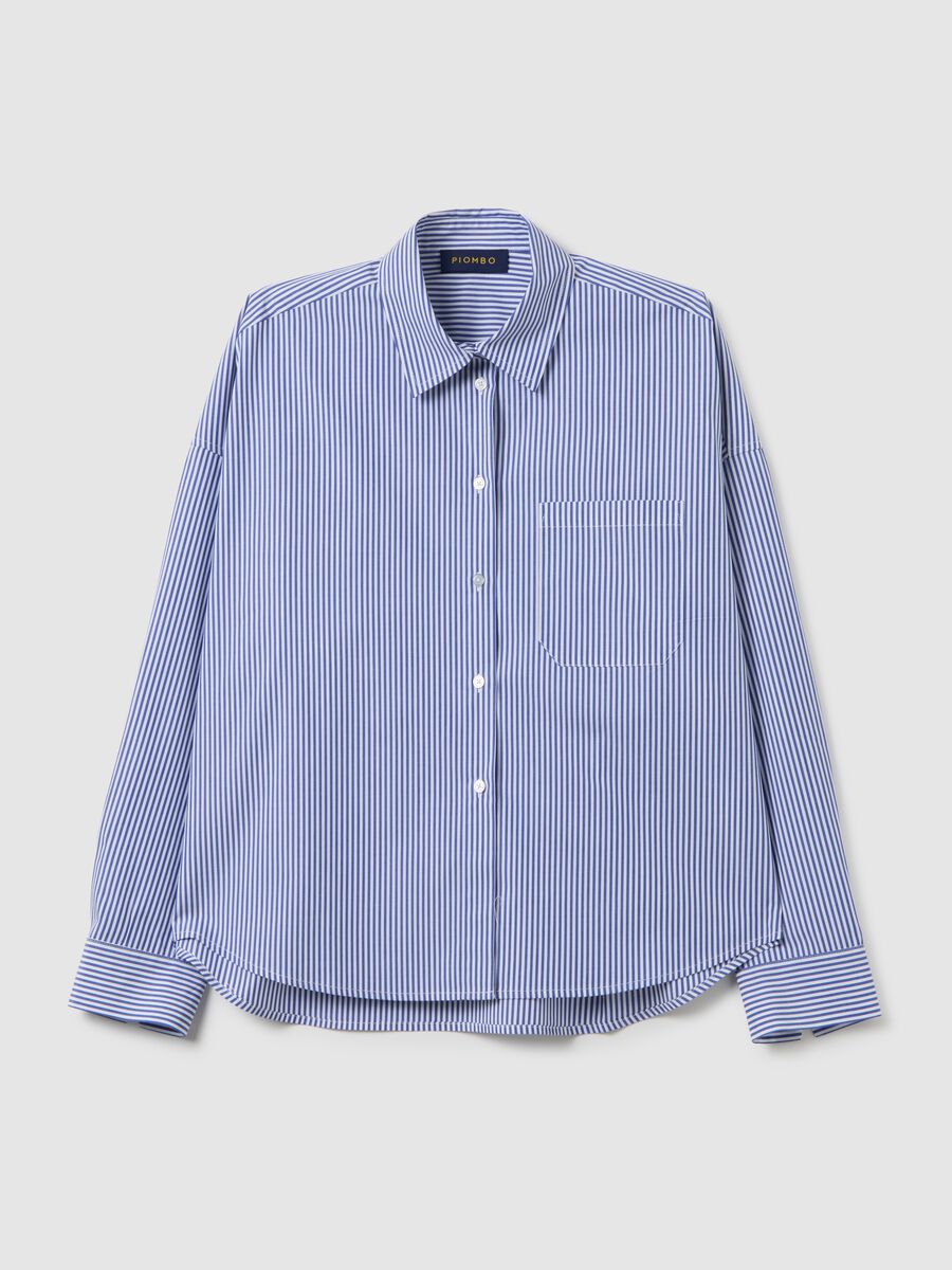 Oversized white and blue striped pure cotton shirt_4