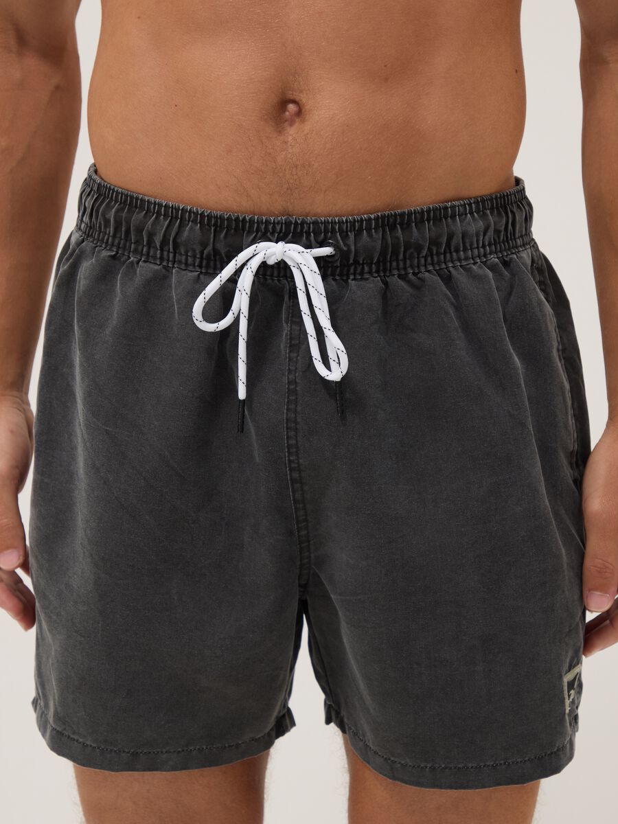 Black swim shorts with drawstring waist_1
