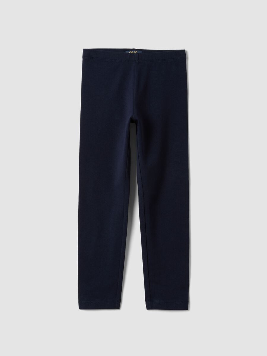 Girls&rsquo; blue skinny leggings in stretch organic cotton_0
