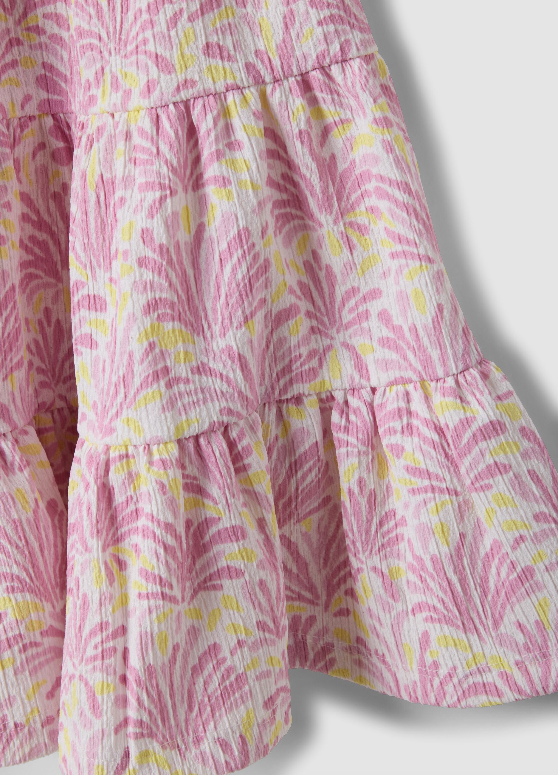 Girls&rsquo; pink sleeveless stretch dress with floral print