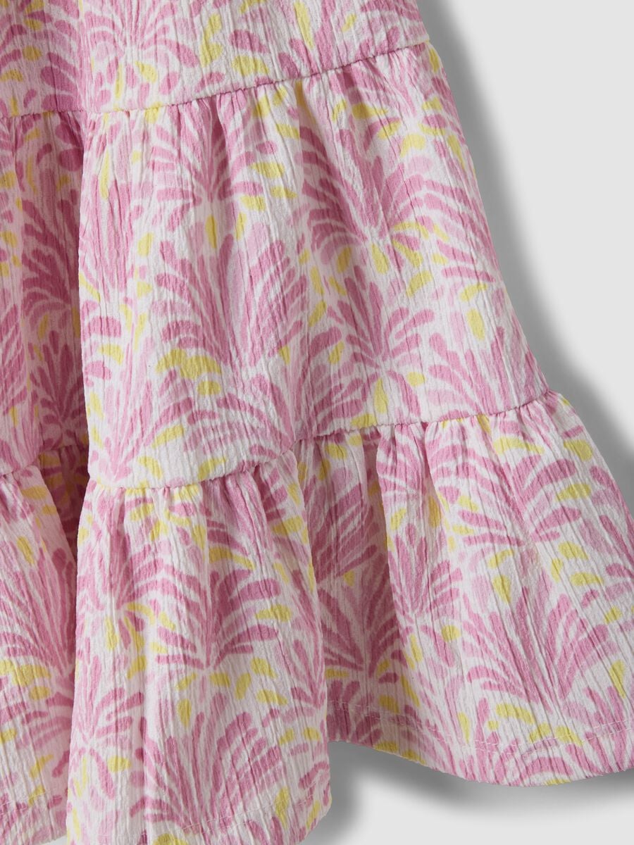 Abito smanicato rosa in tessuto elasticizzato con stampa floreale per bambina_3