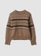 Maglia marrone jacquard con Collo rialzato_4