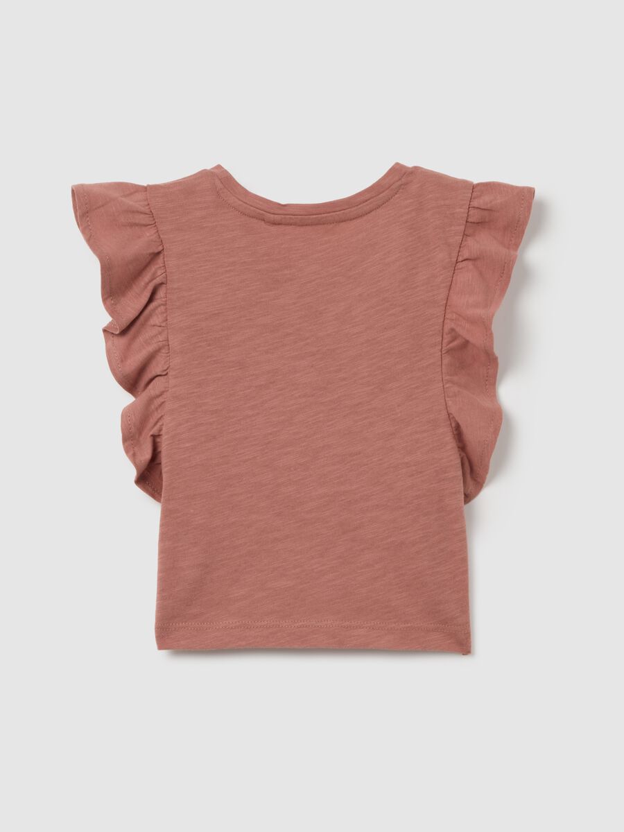 Girls' brown cotton regular-fit cropped top with ruffles_1