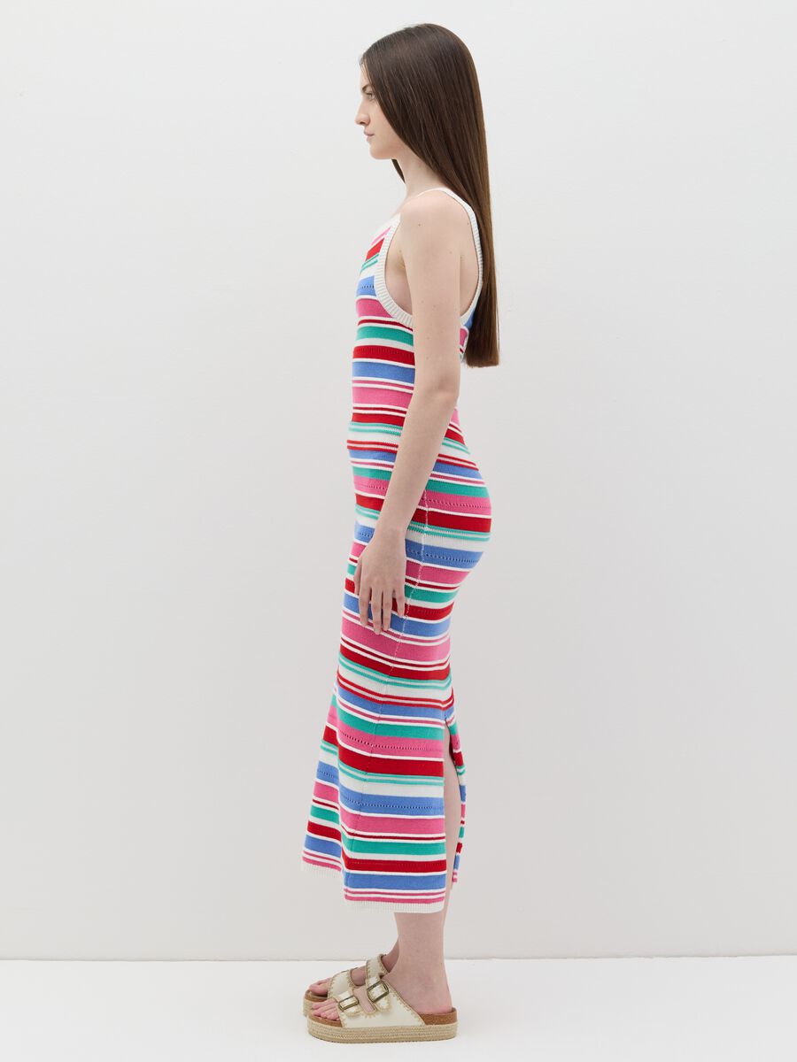 Sleeveless dress with multicoloured stripes_1
