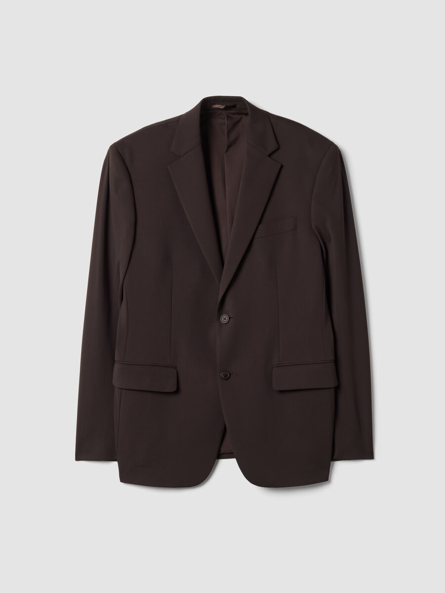 Brown slim-fit 4-way stretch blazer, easy iron_0