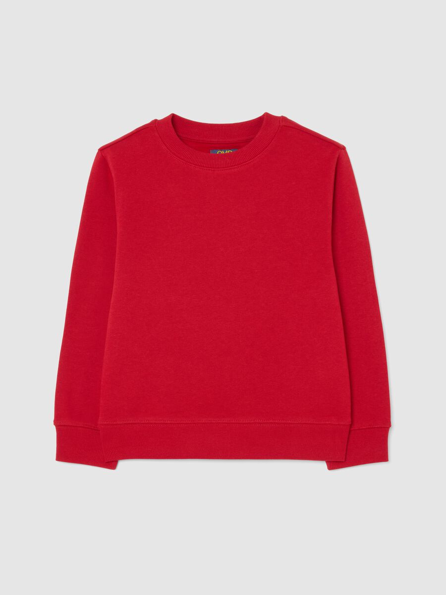 Boys' Red Crew Neck Sweatshirt in Pure Cotton Regular Fit_0