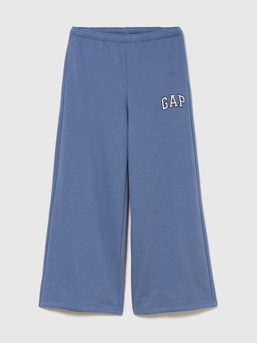 Blue wide-leg cotton-blend trousers with GAP logo_0
