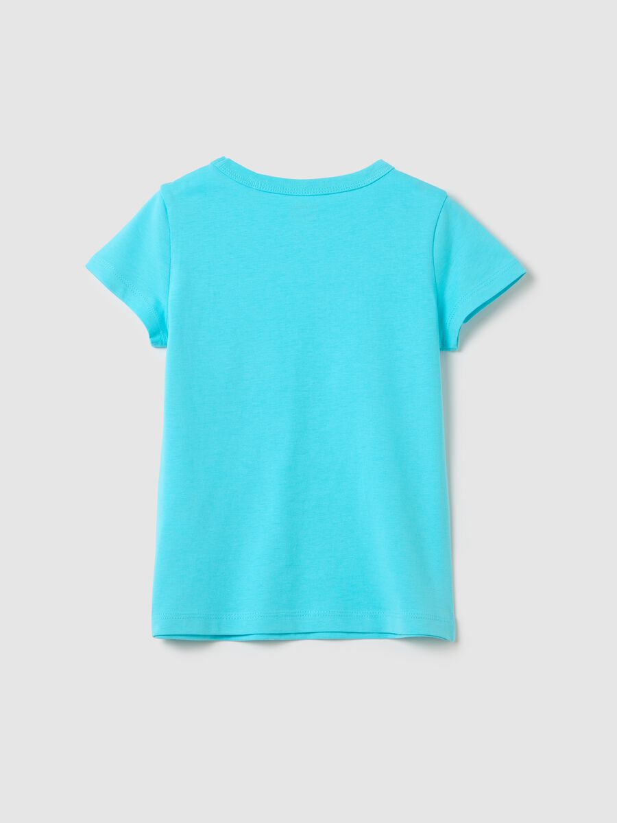 Blue T-shirt in pure cotton for girls_1