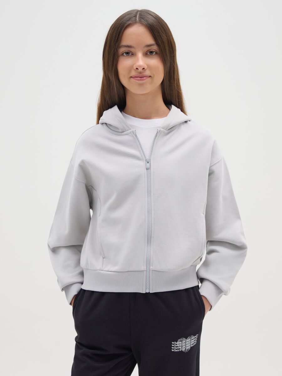 Felpa da ragazza in puro cotone grigia regular fit_0