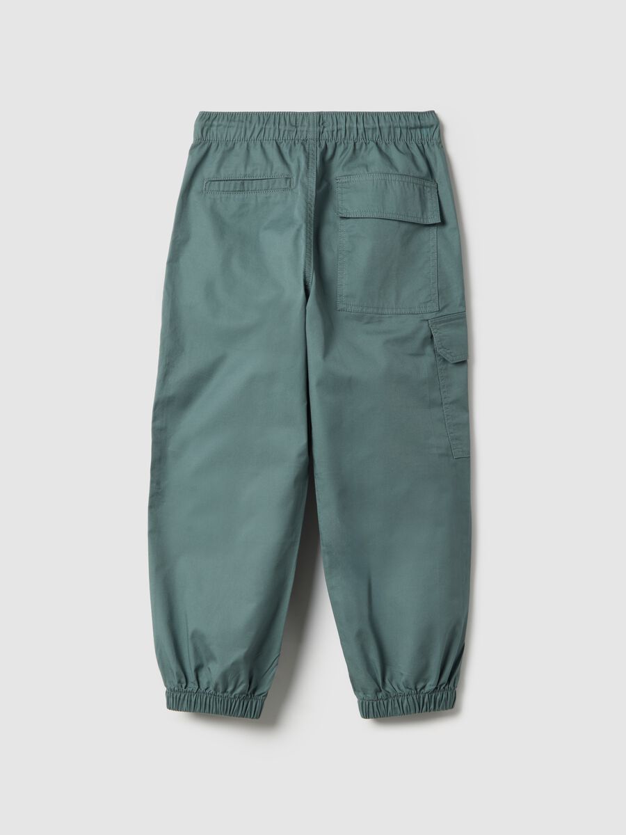 Boys' green pure cotton cargo jogger trousers relaxed fit_1
