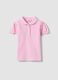 Polo in puro cotone rosa da bimba regular fit con maniche arricciate_0
