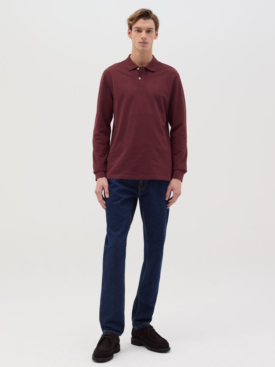 Long-sleeved polo shirt in organic cotton_1