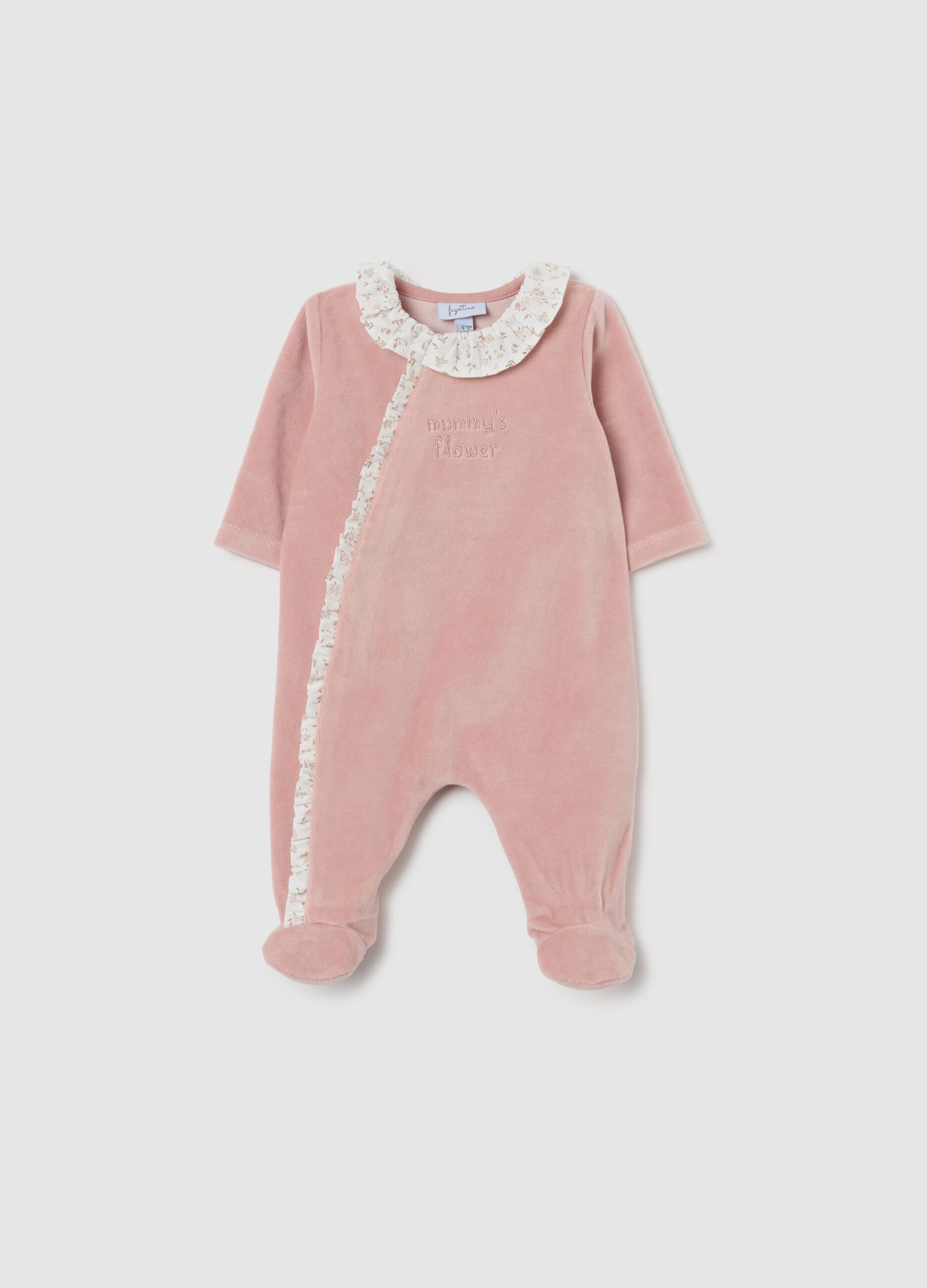 Baby Girl Cotton Blend Pink Romper with Collar