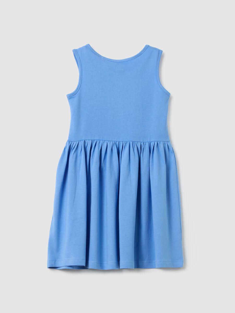 Sleeveless blue dress in pure cotton for girls_1