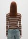 Maglione marrone a righe vestibilità fitted_2