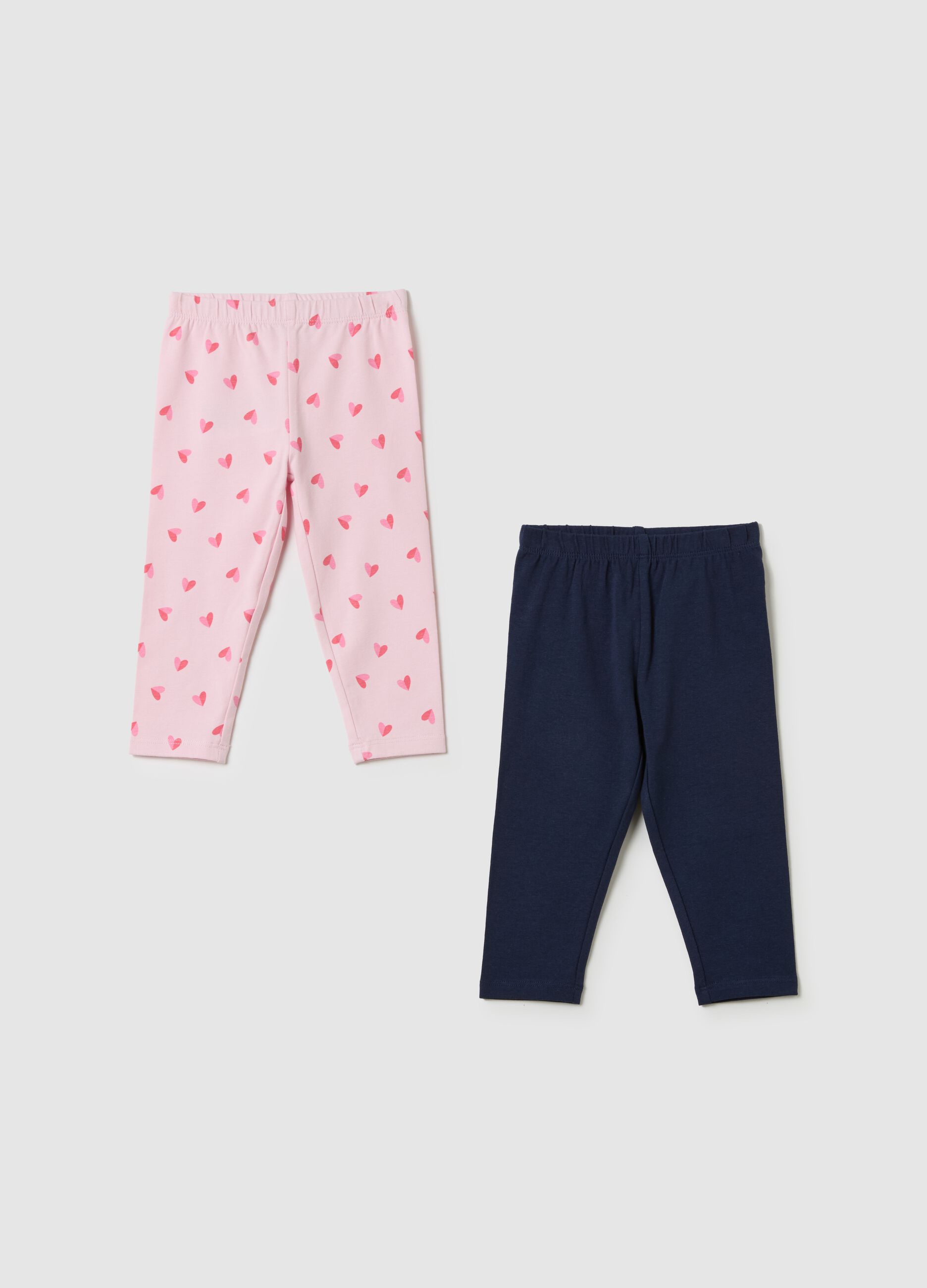 Two-pack leggings in stretch cotton with print